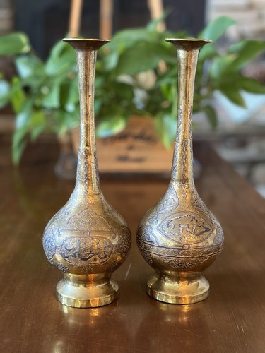 Antique cairoware inlaid brass - antique,